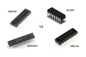 Konprann diferans ki genyen ant 74HC595, 74LS595, 74HC164, ak MCP23017