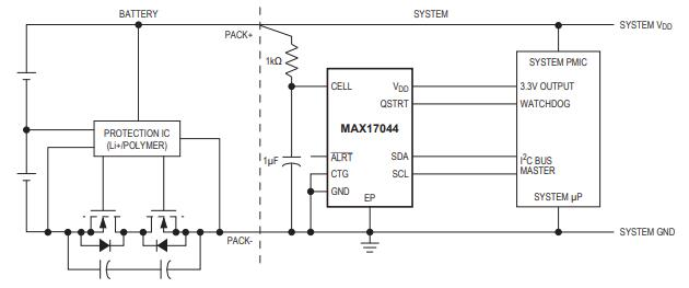 Application Circuit of MAX17043/MAX17044